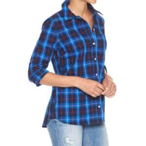 GAP Plaid Button Down Shirt Top Adjustable Long Sleeve Cotton Tartan Size XS